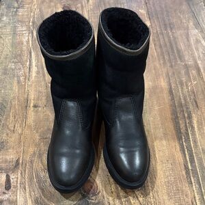 Rockport Women’s Black Leather Faux Fur Winter Boots Size 7M EUC